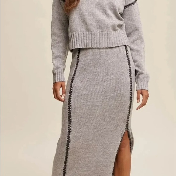 Gray Sweater and Pencil Skirt Set by Listicle - Picture 2 of 3